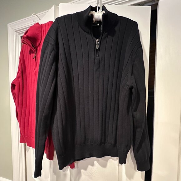 JOS.A.BANK MEN'S 1/4-ZIP PULLOVER SWEATER:PRE-OWNED BLACK or DEEP RED LARGE - Picture 3 of 16